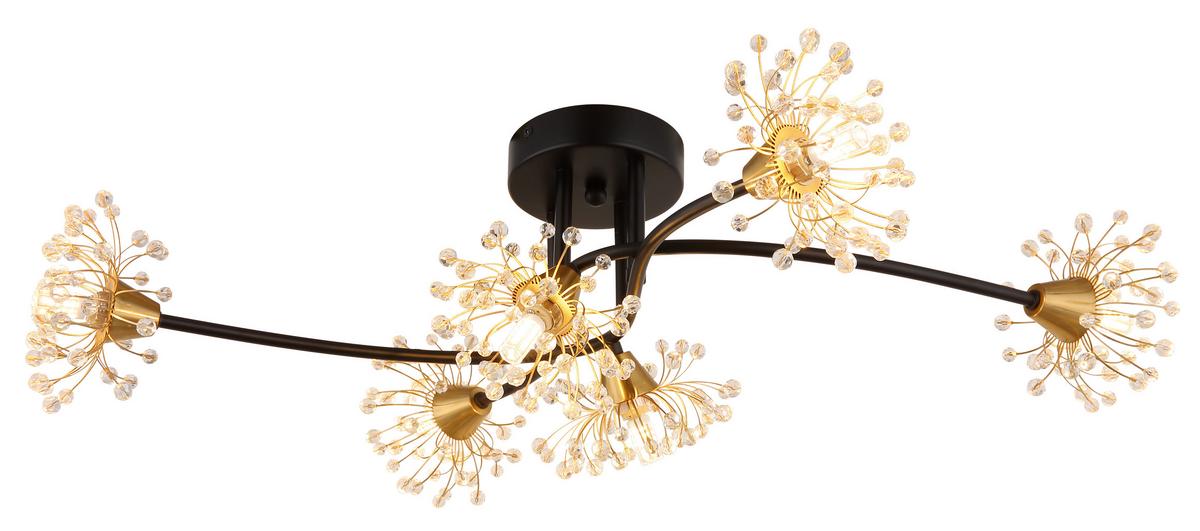 DECKENLEUCHTE 16054-6D FIORE - Klar/Goldfarben, Design, Kunststoff/Metall (74/43/22cm) - Globo