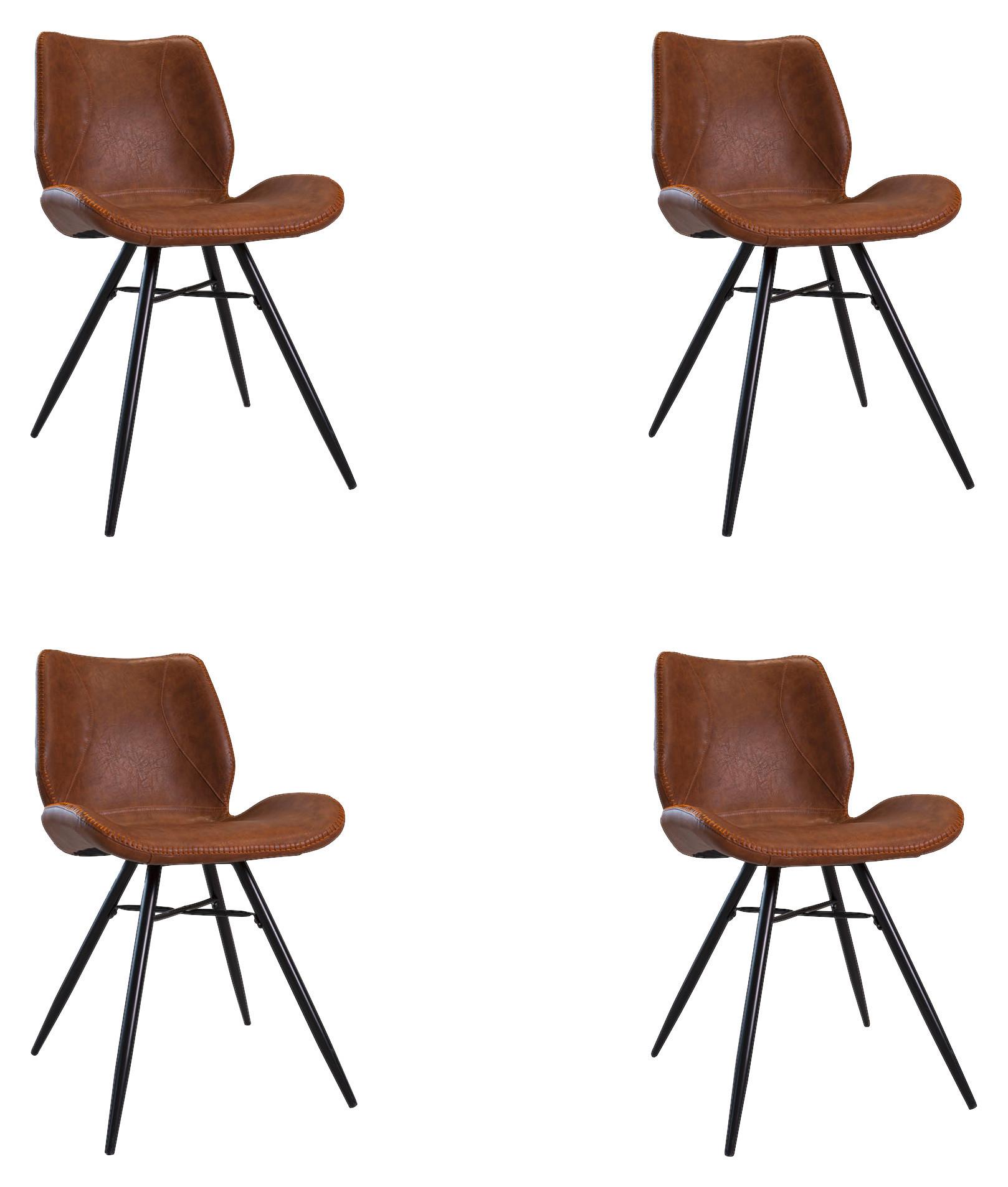 Stuhl-Set Barron 4er-Set ca. 47x82 cm Cognac - Cognac/Schwarz, KONVENTIONELL, Textil/Metall (47/82/55cm) - MID.YOU