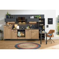 Küchenblock PN100/80 Graphitfarben/Eichefarben - Eichefarben/Lavagrau, MODERN, Holzwerkstoff/Metall (320cm) - Pino