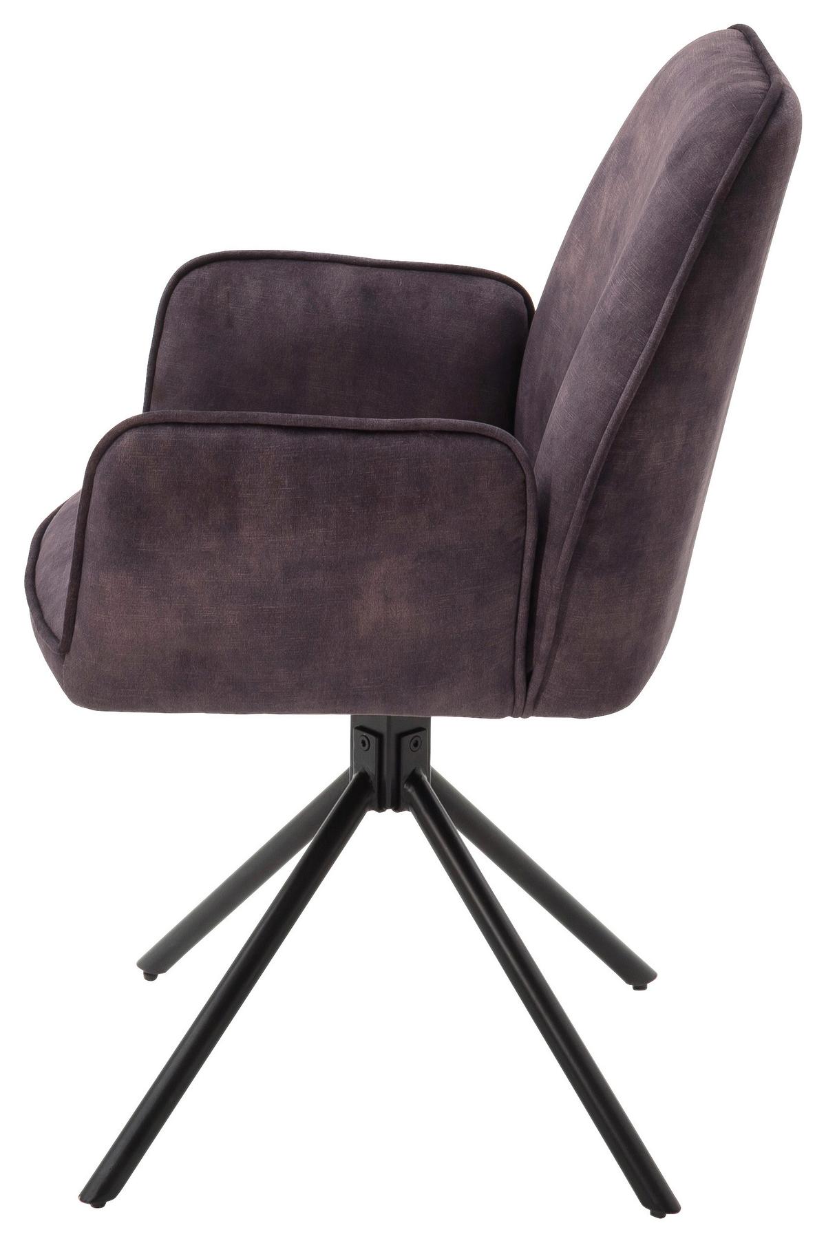 Armlehnstuhl Ottawa Anthrazit/Schwarz - Anthrazit/Schwarz, Modern, Textil/Metall (60/89/64cm) - Premium Living