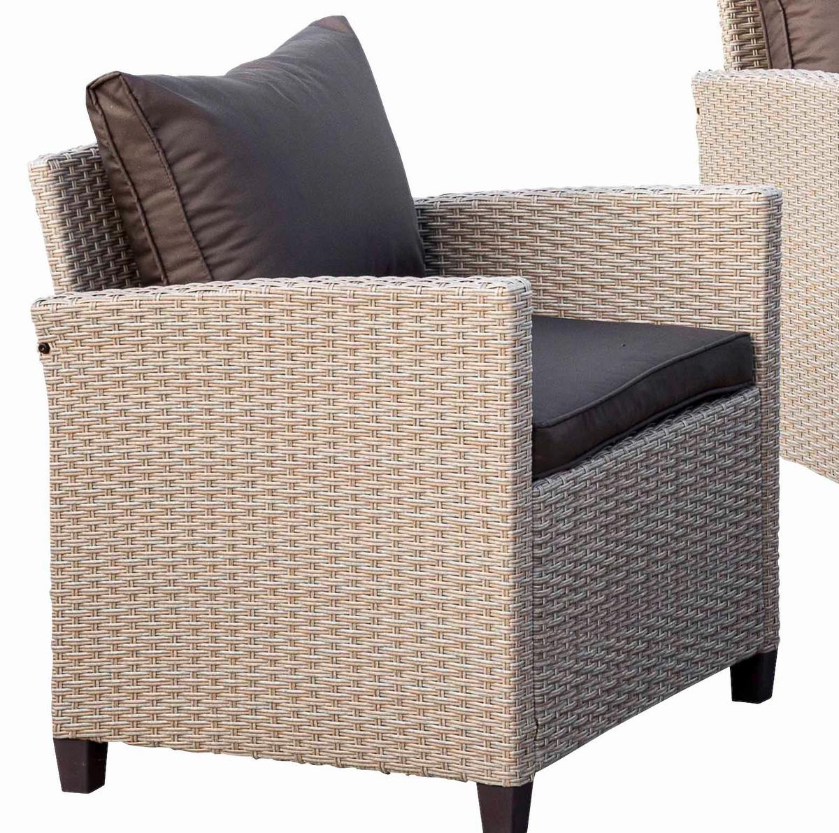 Lounge Garnitura Striano, 6-Delno - temno rjava/naravne barve, Konvencionalno, kovina/umetna masa (172/75/65cm) - Gardenson