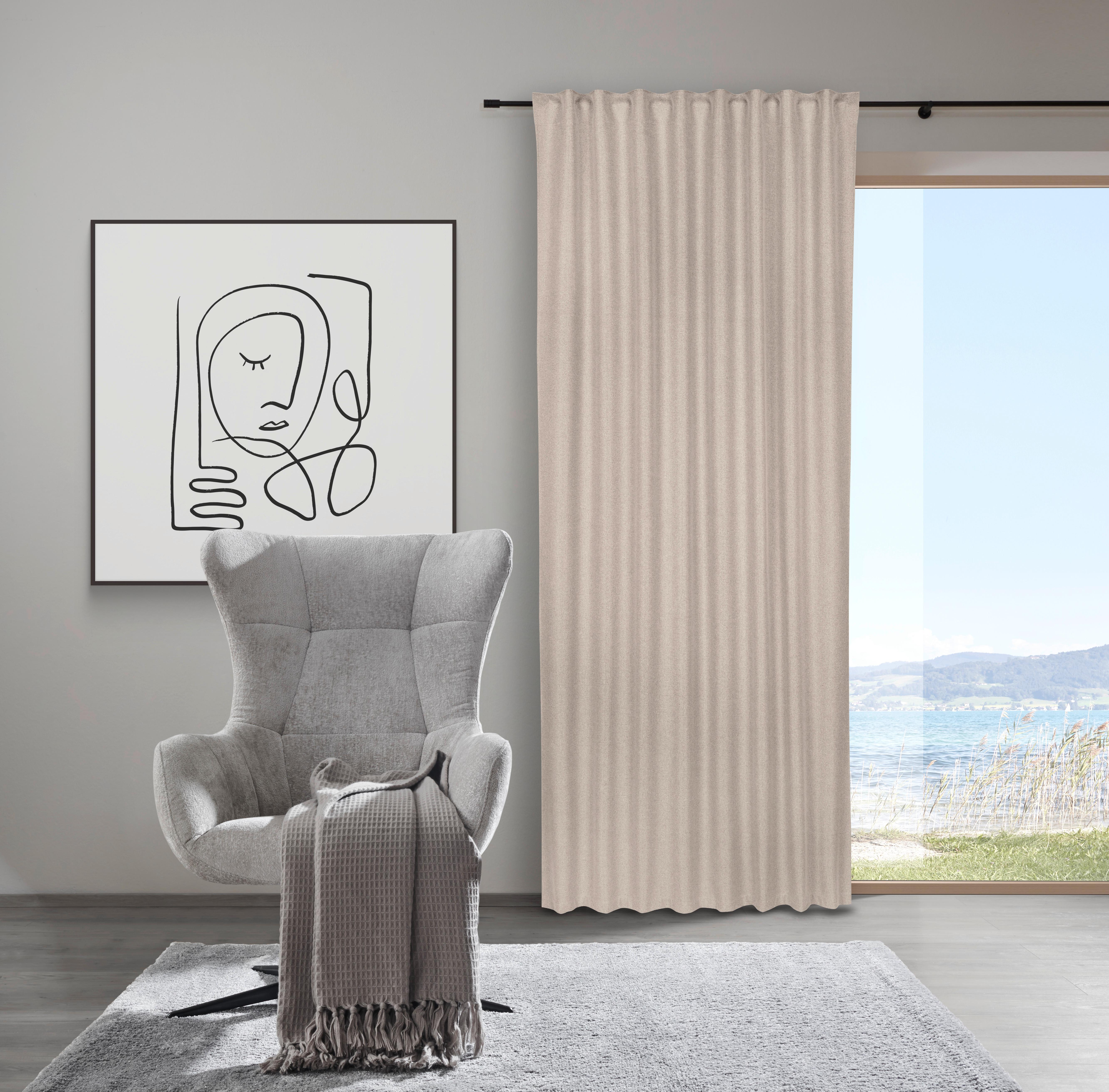 Verdunkelungsvorhang Allan Beige ca. 135x255cn - Beige, ROMANTIK / LANDHAUS, Textil (135/255cm) - Premium Living