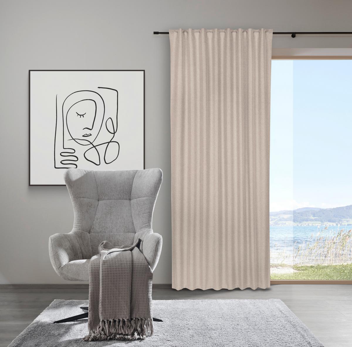 Verdunkelungsvorhang Allan Beige ca. 135x255cn - Beige, ROMANTIK / LANDHAUS, Textil (135/255cm) - Premium Living