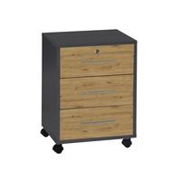 ROLLCONTAINER OFFICE EDITION - Anthrazit/Silberfarben, LIFESTYLE, Holzwerkstoff/Metall (44/58/40cm) - MID.YOU
