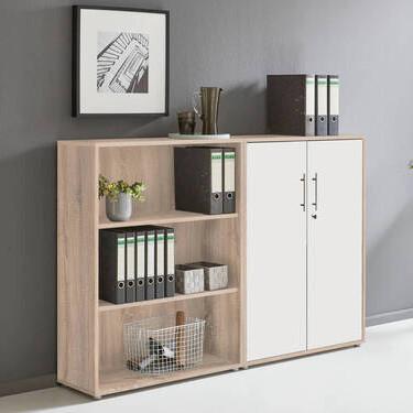 Aktenschrank Office Edition Sw Set 1 niedrig Weiß/Eiche - Weiß/Sonoma Eiche, MODERN, Holzwerkstoff (168,8/113,6/33cm) - MID.YOU