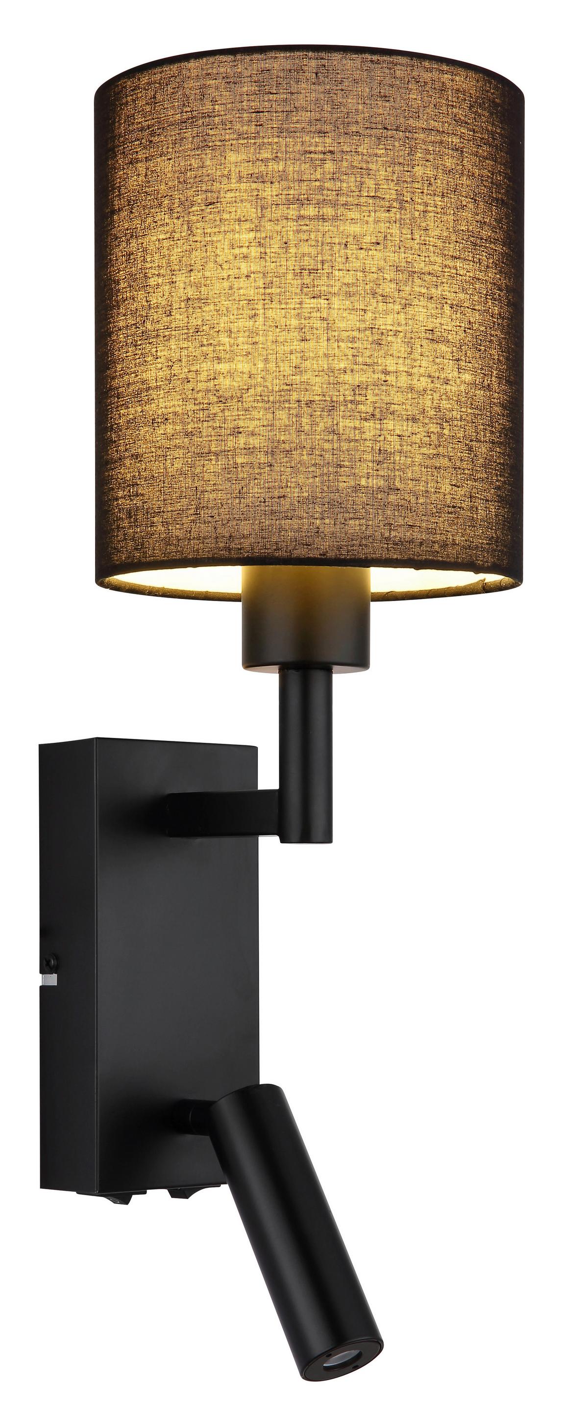 Led Zidna Svjetiljka Zamora - crna, Konvencionalno, metal/tekstil (15/45,5cm) - Globo