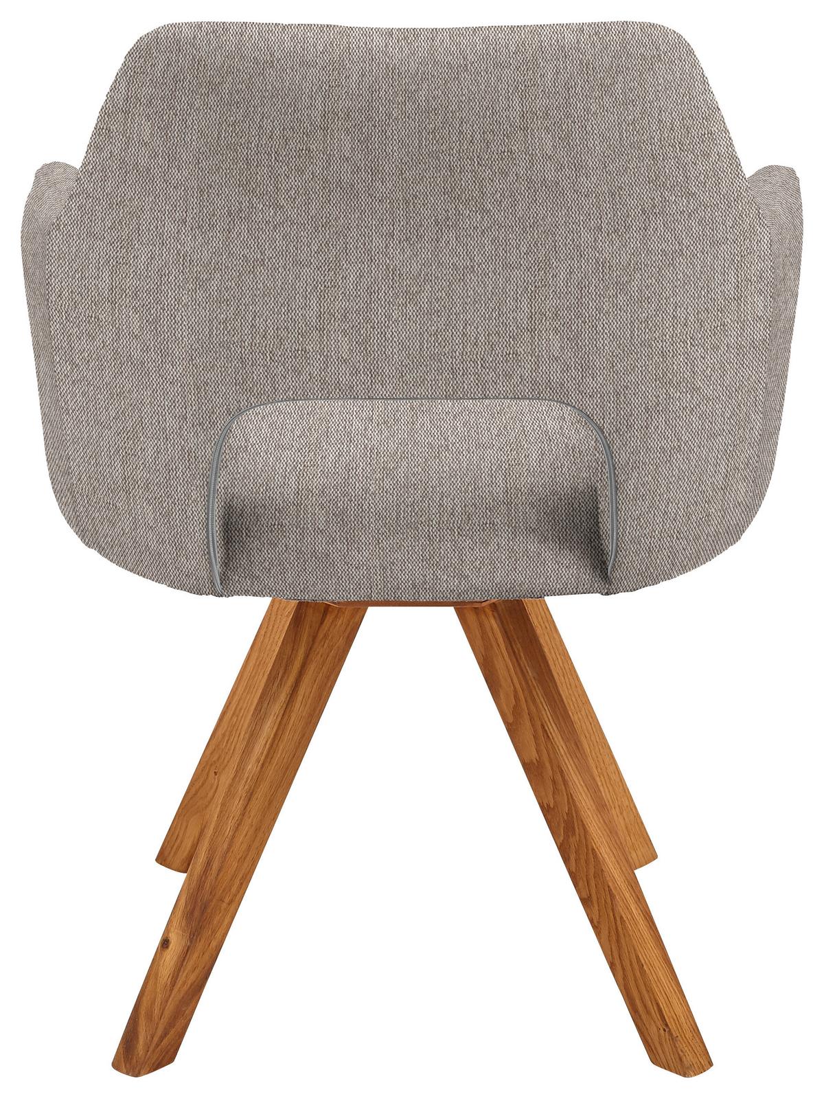 KRZESŁO Z PODŁOKIETNIKAMI EVITA - kolor dębowy/cappuccino, Design, drewno/tkanina (57/84/57cm) - Voleo