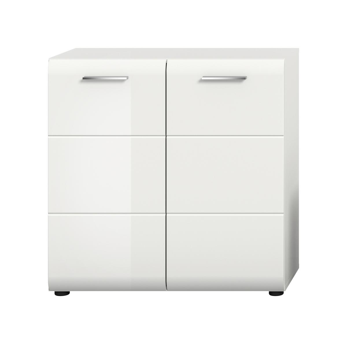 Komoda Ice, Bela Visok Sijaj - srebrne barve/črna, Design, umetna masa/leseni material (80/81/34cm) - Livetastic