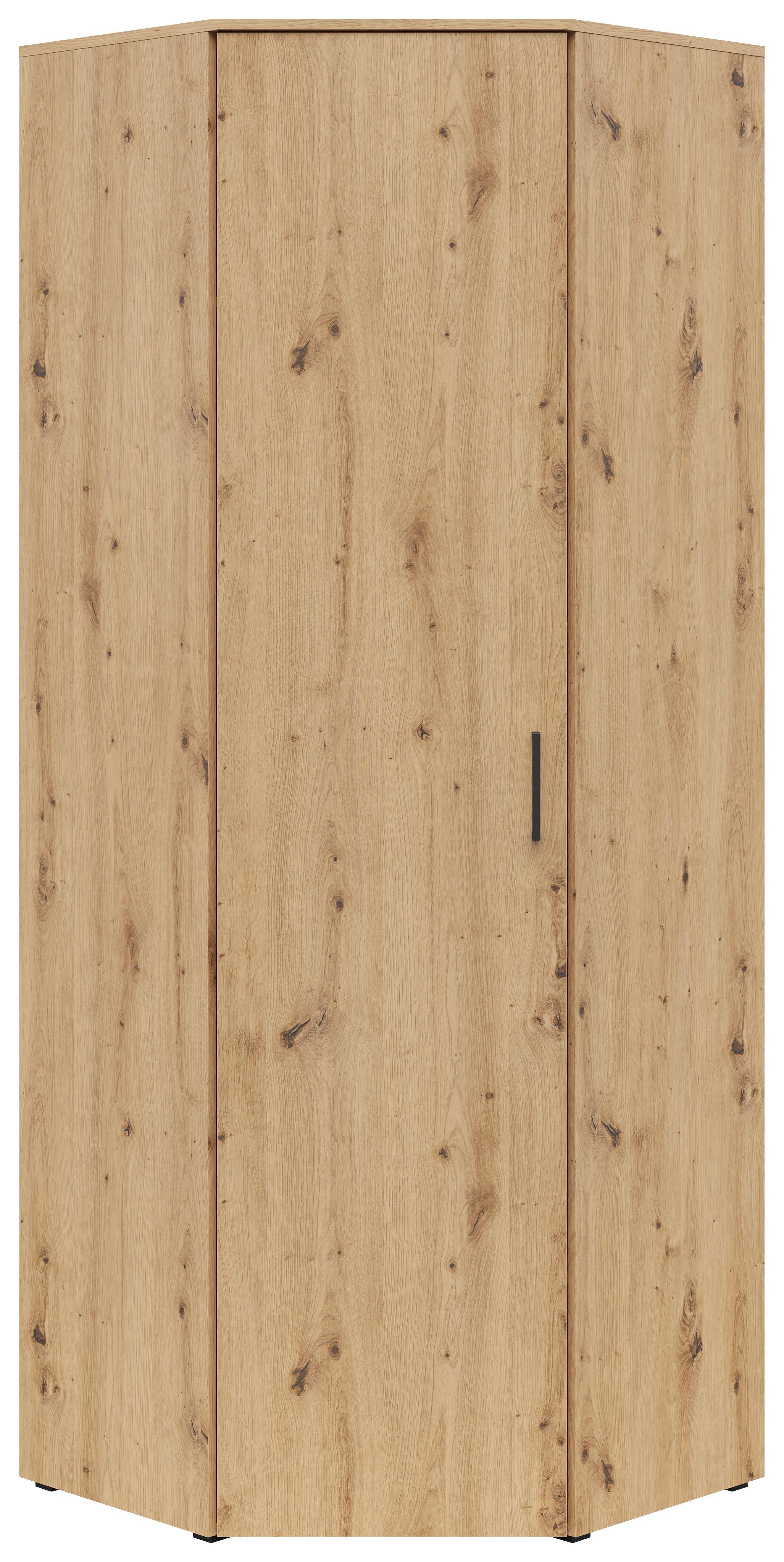 Eckschrank Multistauraum Eiche Artisan - Schwarz/Eiche Artisan, Modern, Holzwerkstoff/Kunststoff (71,5/195/71,5cm) - Premium Living