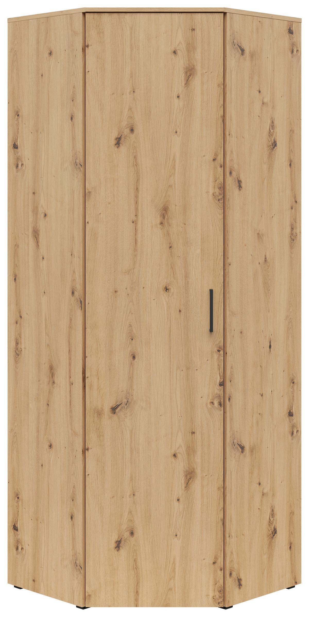 Eckschrank Multistauraum Eiche Artisan - Schwarz/Eiche Artisan, MODERN, Holzwerkstoff/Kunststoff (71,5/195/71,5cm) - Mömax