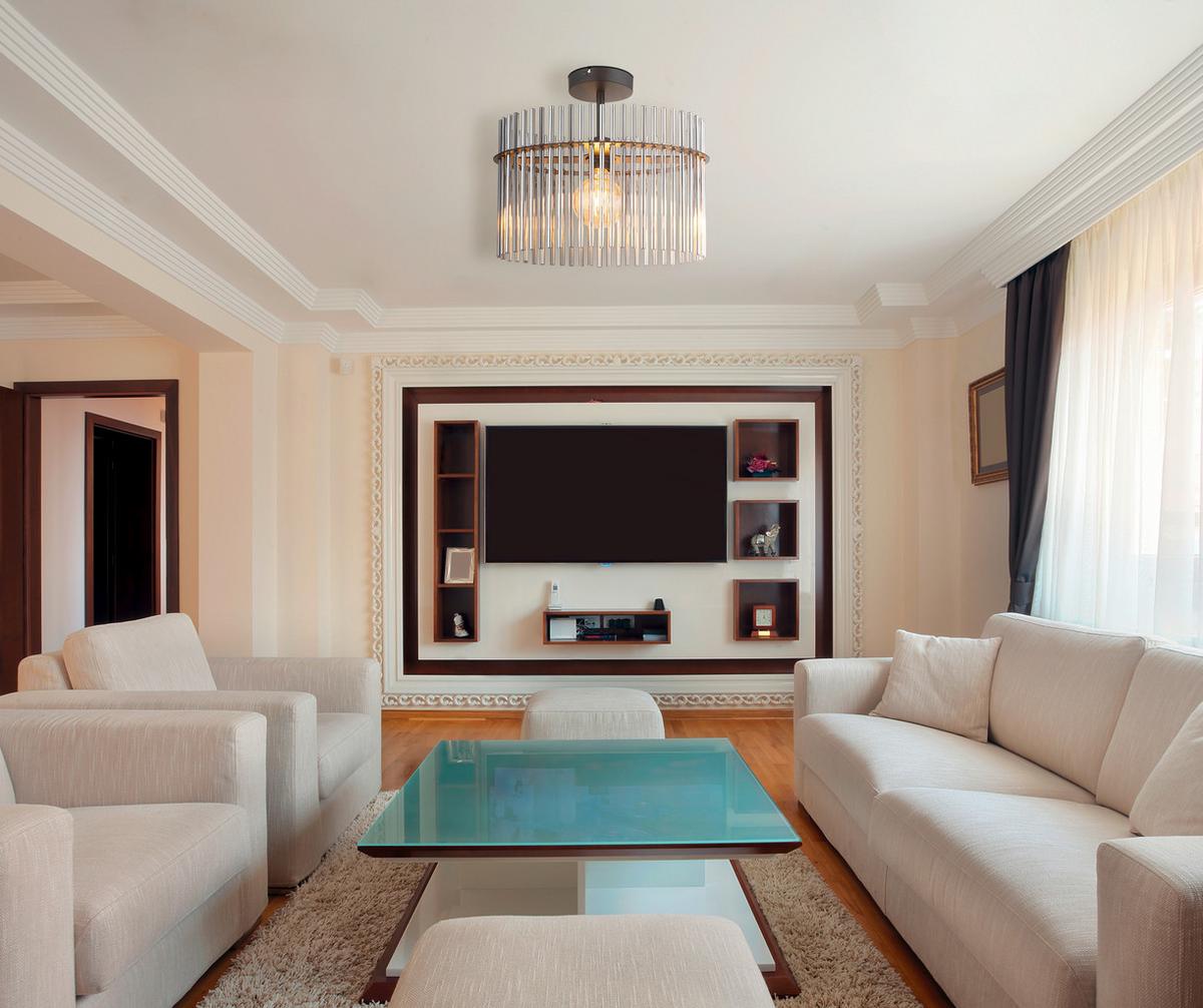 DECKENLEUCHTE 15698D2 GORLEY - Schwarz/Grau, Konventionell, Glas/Metall (40/22/34cm) - Globo