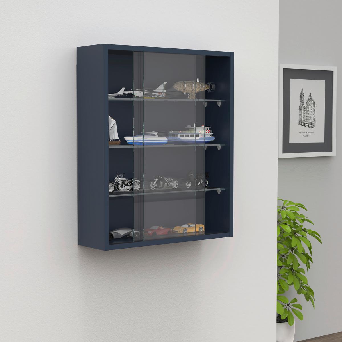 HÄNGEVITRINE DRIVALO M - Transparent/Anthrazit, Design, Glas/Holzwerkstoff (50/60/15cm) - MID.YOU