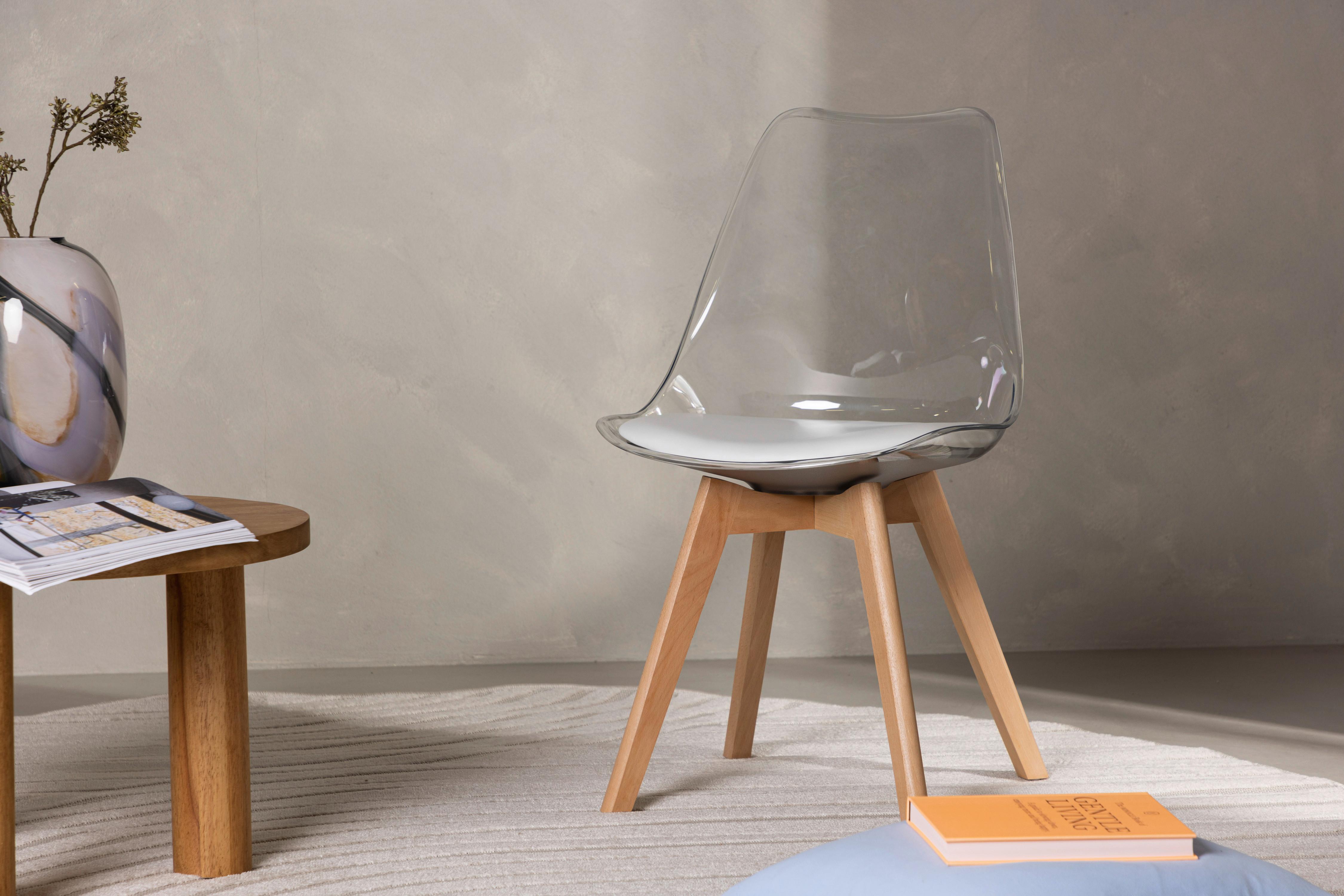 STUHL-SET EDVIN - Birkefarben/Weiß, Design, Holz/Textil (49/85/50cm) - Livetastic