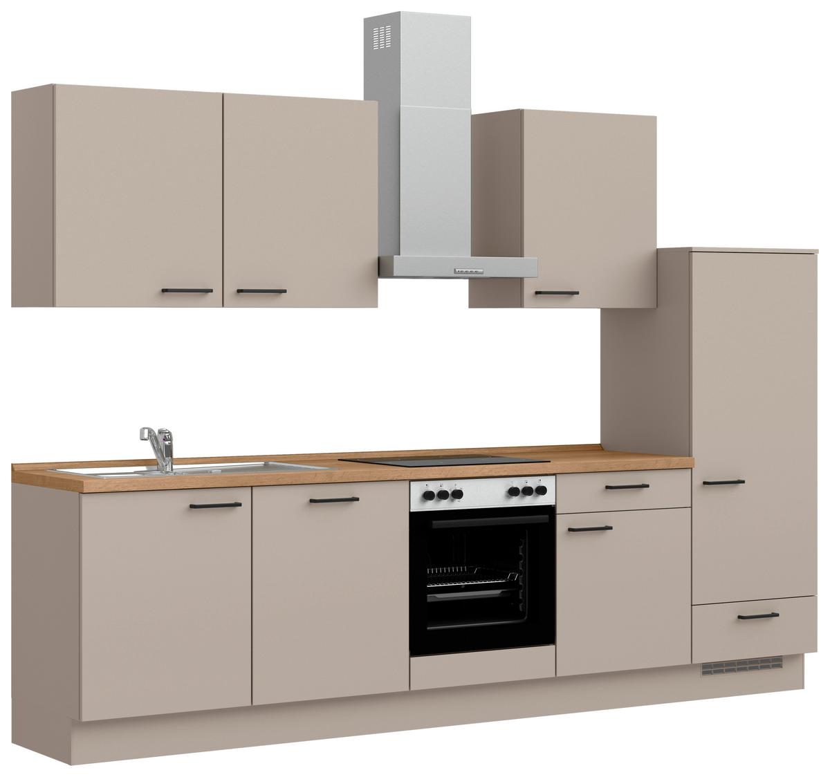 Küchenleerblock Easytouch Low o. Geräte Sandfarben - Sandfarben/Eichefarben, MODERN, Holzwerkstoff/Metall (300cm) - Nobilia