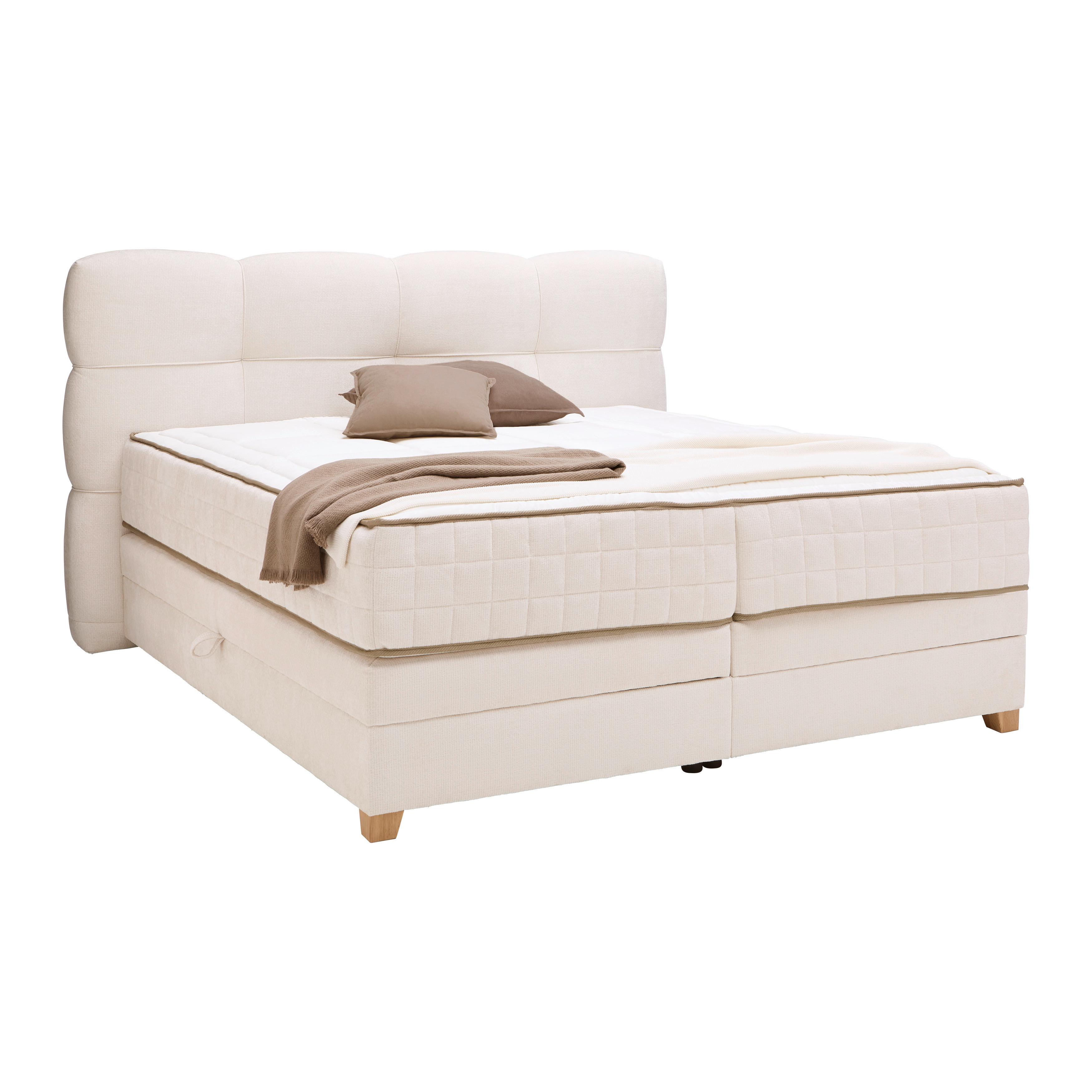 Boxspringbett Bianco Beige ca. 160x200cm - Beige, KONVENTIONELL, Holz/Holzwerkstoff (160/200cm) - Premium Living