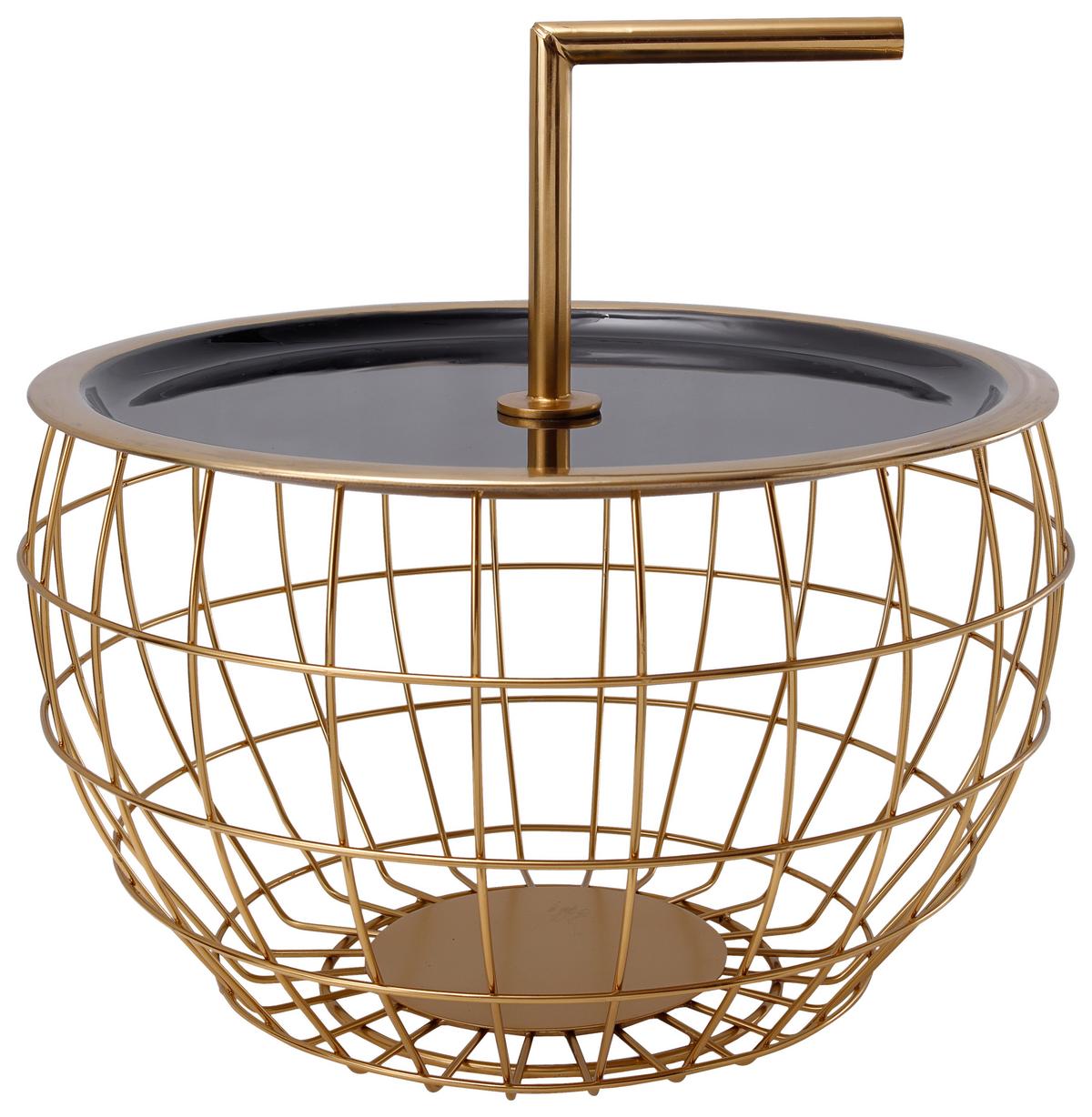 BEISTELLTISCH ART DECO 555 SCHWARZ - Goldfarben/Schwarz, Design, Metall (38/38/23,5cm) - Kayoom