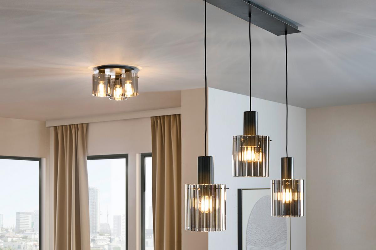 LAMPA WISZĄCA DUNDEE - ciemnoszary, Design, metal/szkło (98/18/120cm) - Novel