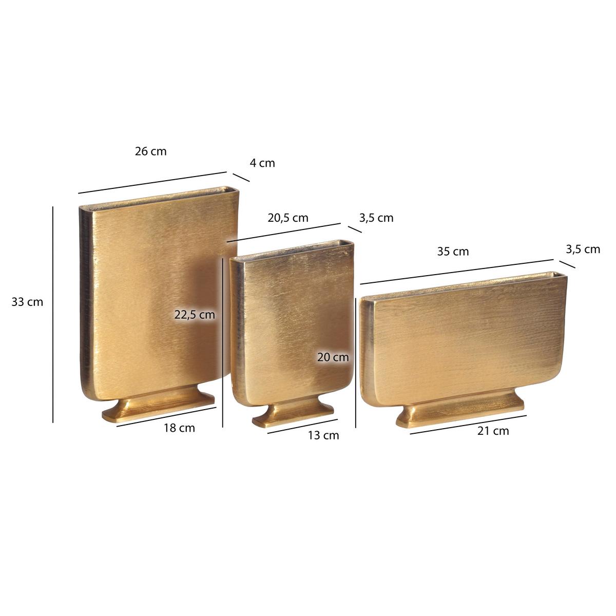 DEKOVASE DEKOVASE 3ER SET GOLD - Goldfarben, Design, Metall (26/33/4cm) - Livetastic