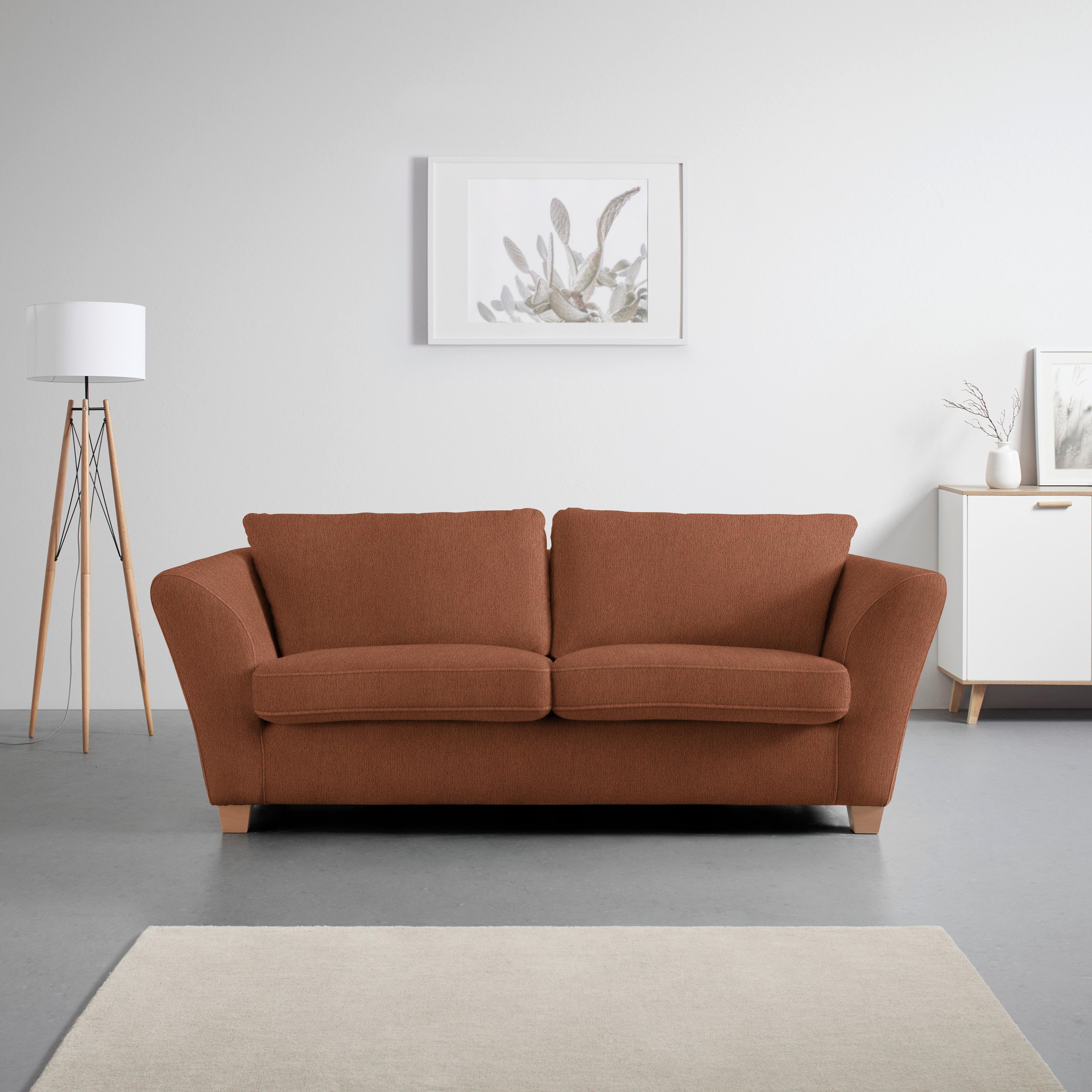 3-Sitzer-Sofa Devado Kupferfarben - Naturfarben/Kupferfarben, Holz/Textil (216/70-85/95cm) - Mömax