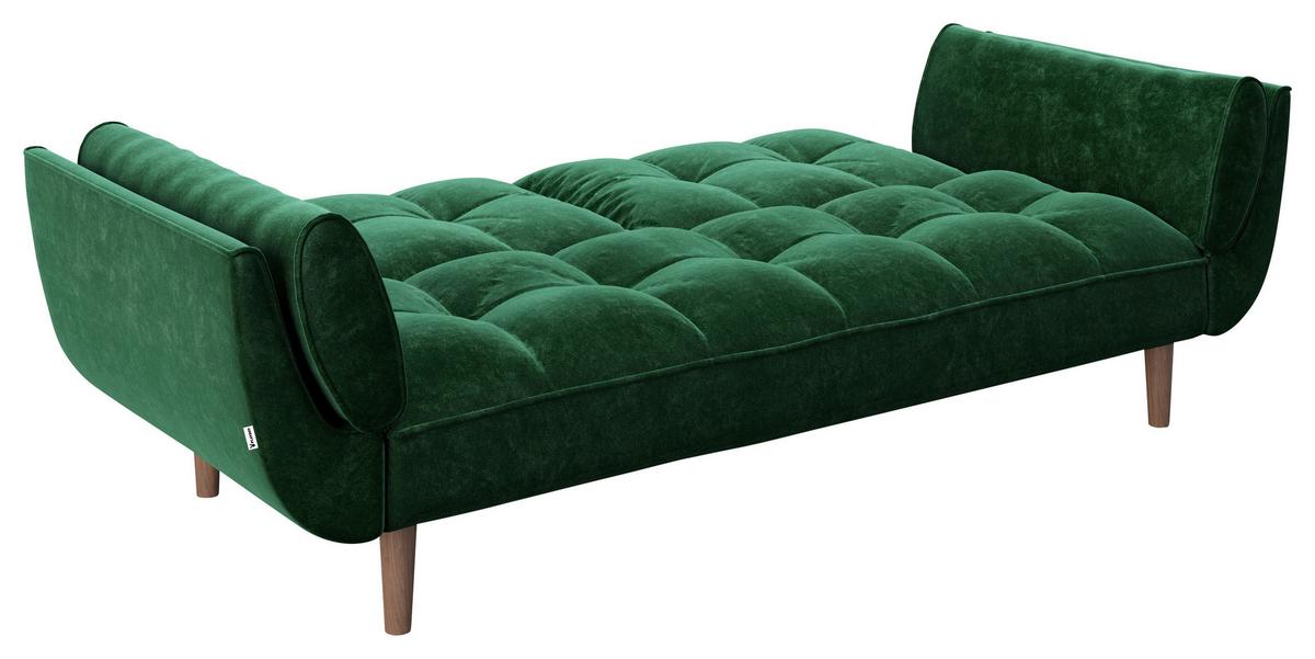 PLAYBOY 2-Sitzer-Sofa Scarlett Grün Samt m. Schlaffunkt. - Walnussfarben/Grün, KONVENTIONELL, Holz/Textil (215/81,5/84,5cm) - Playboy