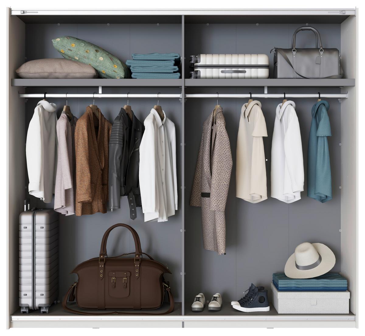 Schwebetürenschrank Gard Kaschmirfarben - Kaschmir/Schwarz, KONVENTIONELL, Holzwerkstoff/Metall (245/217/61cm) - Based