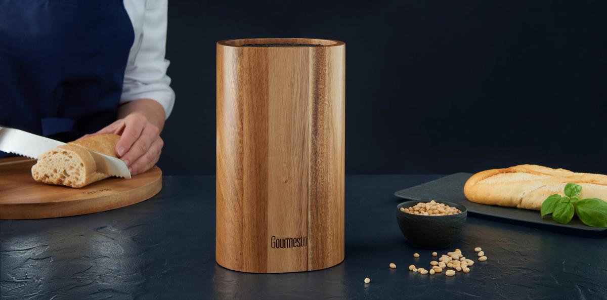 Messerblock Profi Line aus Akazie - Akaziefarben, KONVENTIONELL, Holz (14/10,8/23cm) - Gourmesto