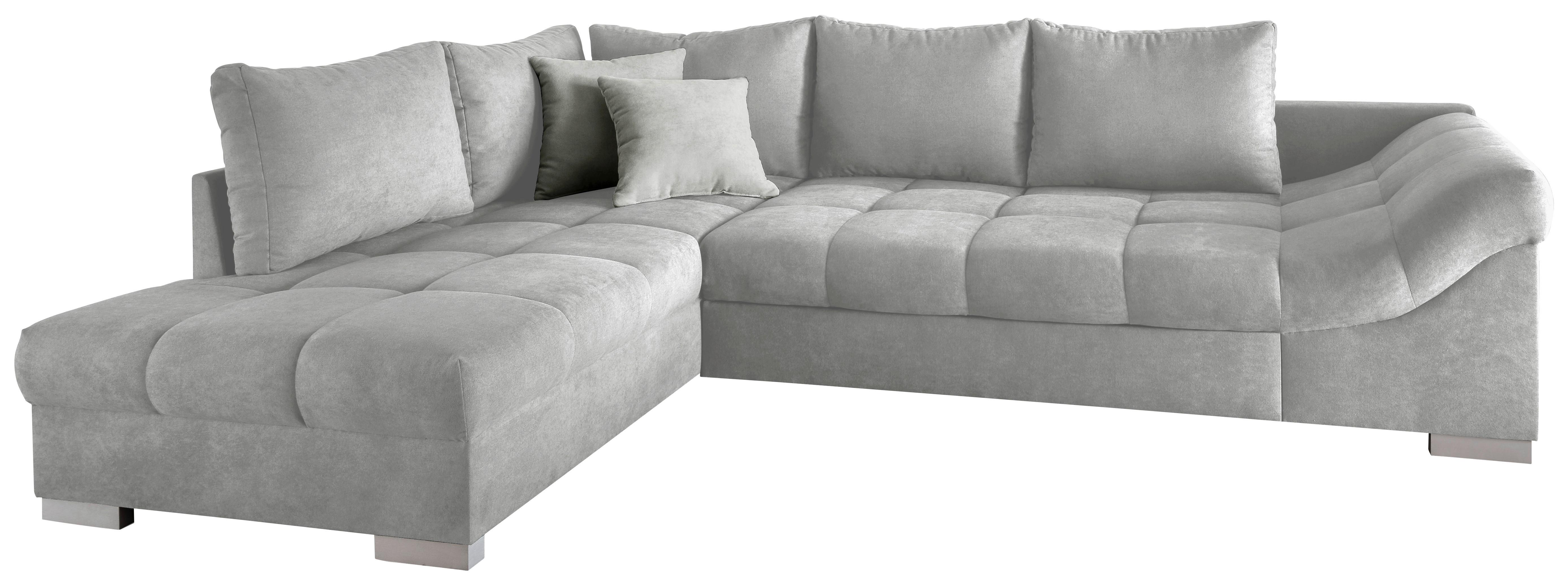 Wohnlandschaft Alvito Silberfarben Nylon/Mikrofaser - Silberfarben, Design, Holz/Textil (202/298cm) - MID.YOU