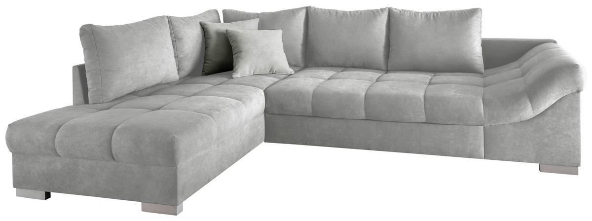 Wohnlandschaft Alvito Silberfarben Nylon/Mikrofaser - Silberfarben, Design, Holz/Textil (202/298cm) - MID.YOU
