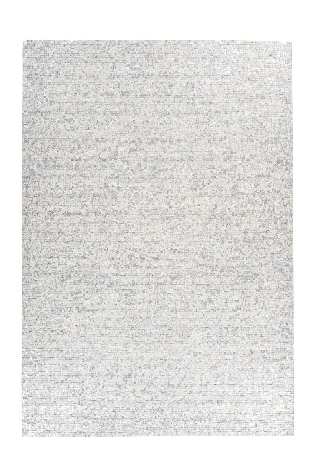 FLACHWEBETEPPICH FINISH 125 WEIß/SILBER 120X170 - Weiss/Silberfarben, Basics, Leder (120/170cm) - Kayoom