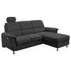 Ecksofa mit Relaxfunktion + USB Anschluss Parole, Mikrof. - Chromfarben/Schwarz, MODERN, Textil/Metall (231/165cm) - Livetastic