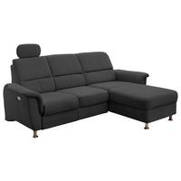 Ecksofa mit Relaxfunktion + USB Anschluss Parole, Mikrof. - Chromfarben/Schwarz, MODERN, Textil/Metall (231/165cm) - Livetastic