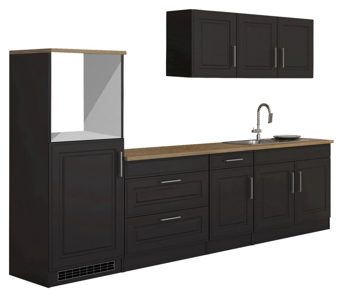 Küchenleerblock Rom o. Geräte Eichefarben/Graphitfarben - Graphitfarben/Alufarben, MODERN, Holzwerkstoff/Metall (290cm) - Held