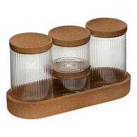 Set organizatoare cosmetice Will 5/1 - maro/transparent, Basics, sticlă/lemn (14/9,7/26cm)