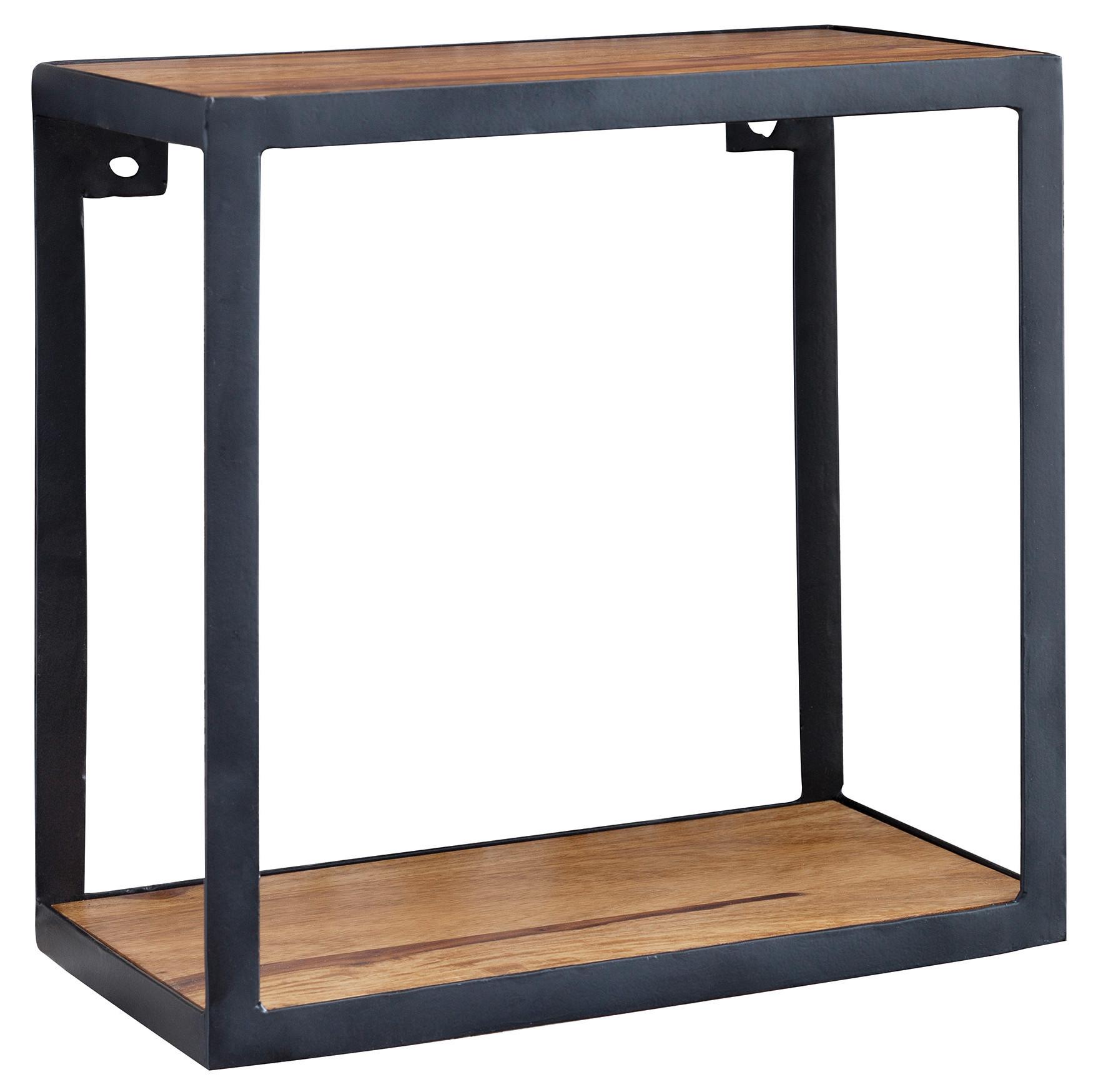 Stenski Regal Piru - barve indijskega rožnega lesa, Moderno, kovina/les (35/35/18cm) - MID.YOU