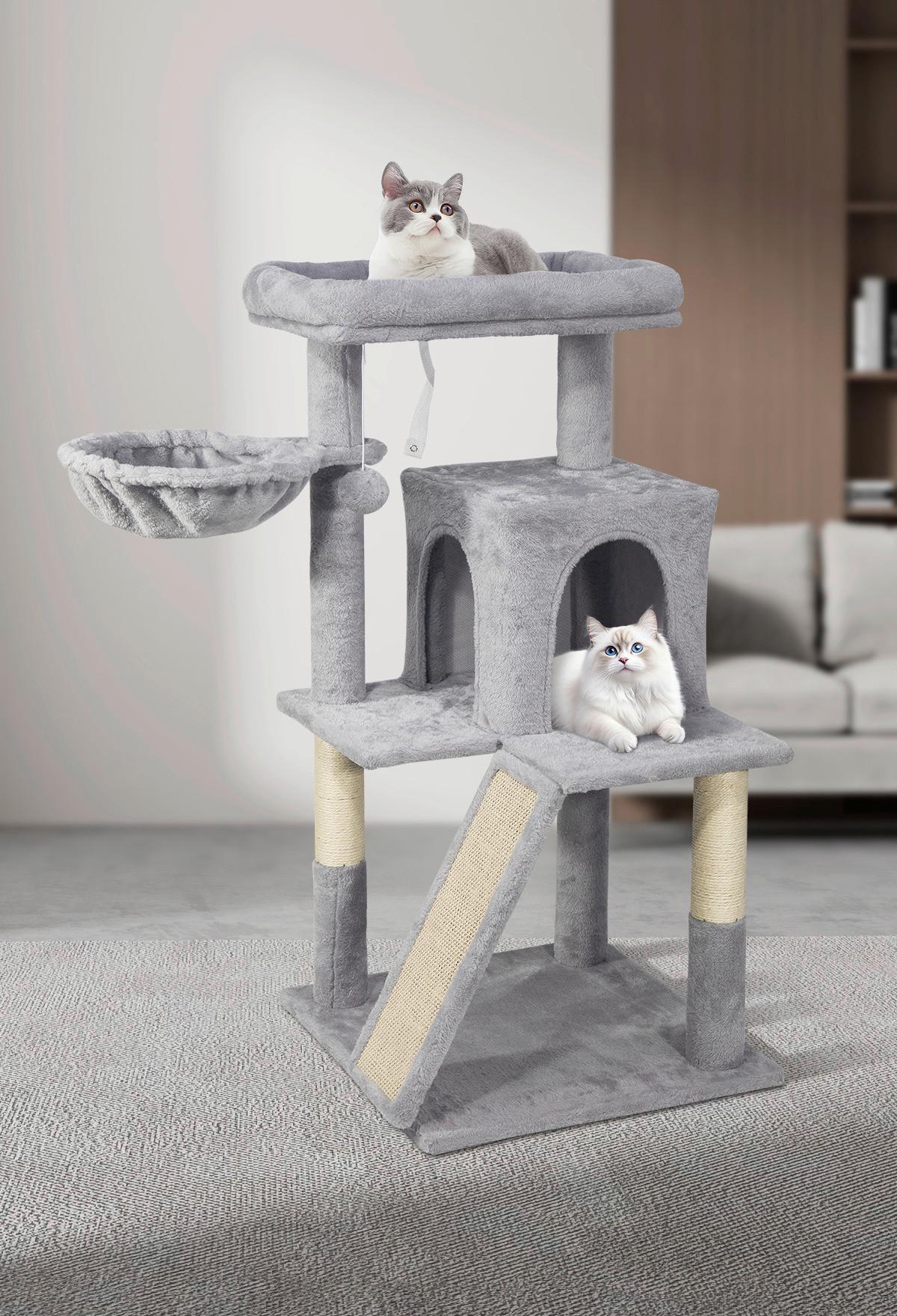 Kratzbaum Kitten Grau - Grau, KONVENTIONELL, Karton/Holzwerkstoff (48/48/96cm) - Mömax