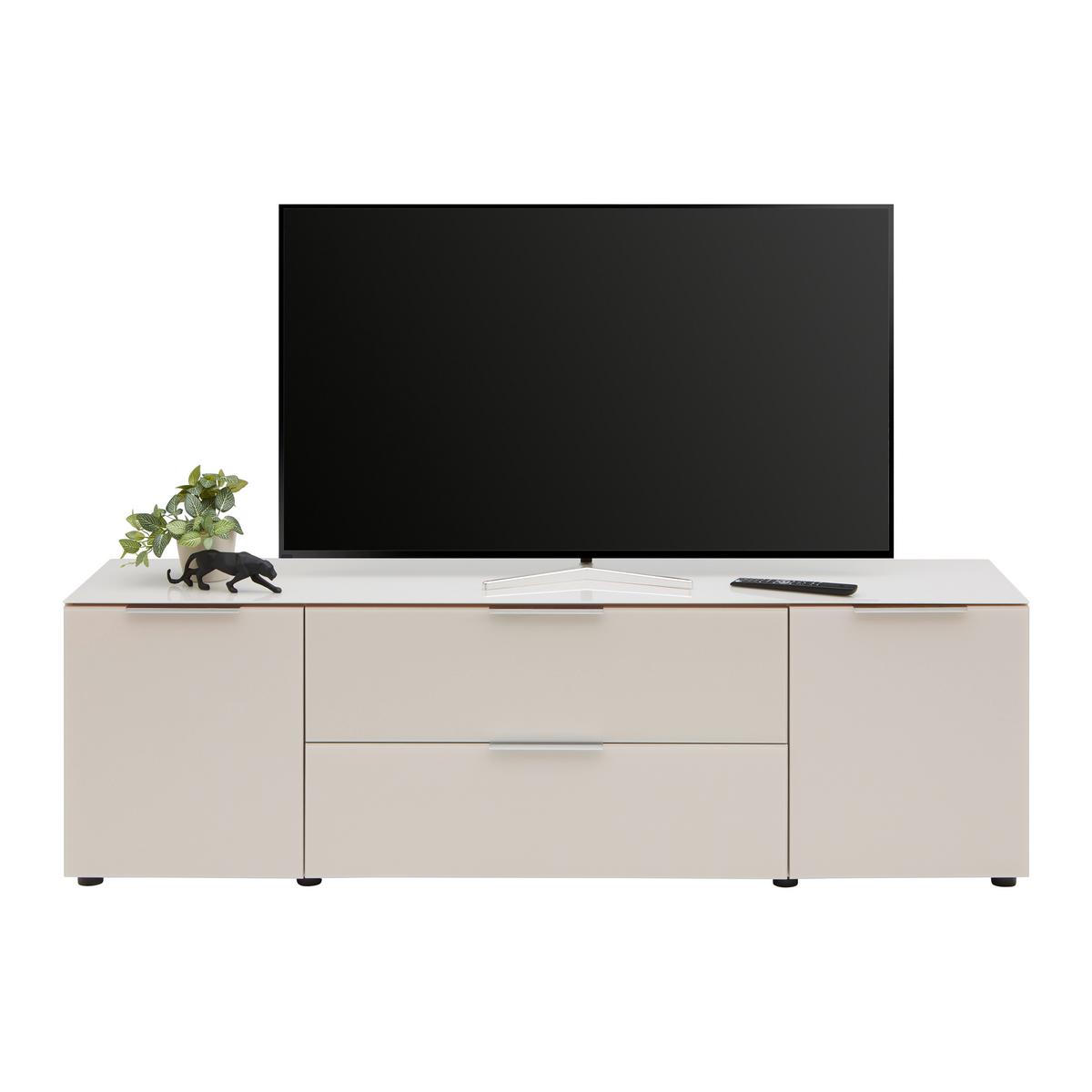 Lowboard Siena Kaschmir - Chromfarben/Kaschmir, Modern, Glas/Holzwerkstoff (180/55/40cm) - Mömax