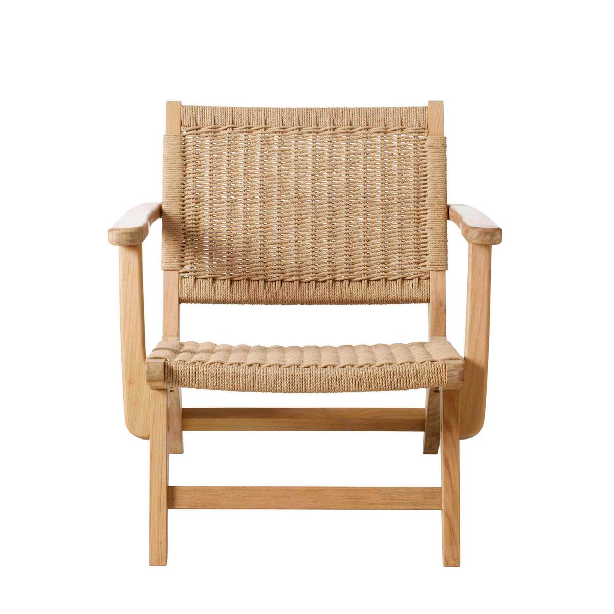 Loungesessel Eya Teak Indoor - Hellbraun/Teakfarben, Natur, Holz/Papier (68/71/72cm) - Gardenson