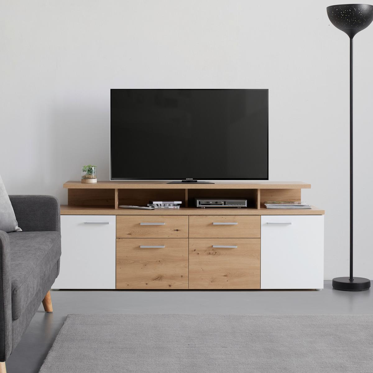 Tv Komoda Compton - bijela/siva, Moderno, drvni materijal/plastika (169,3/67/41,4cm) - Modern Living
