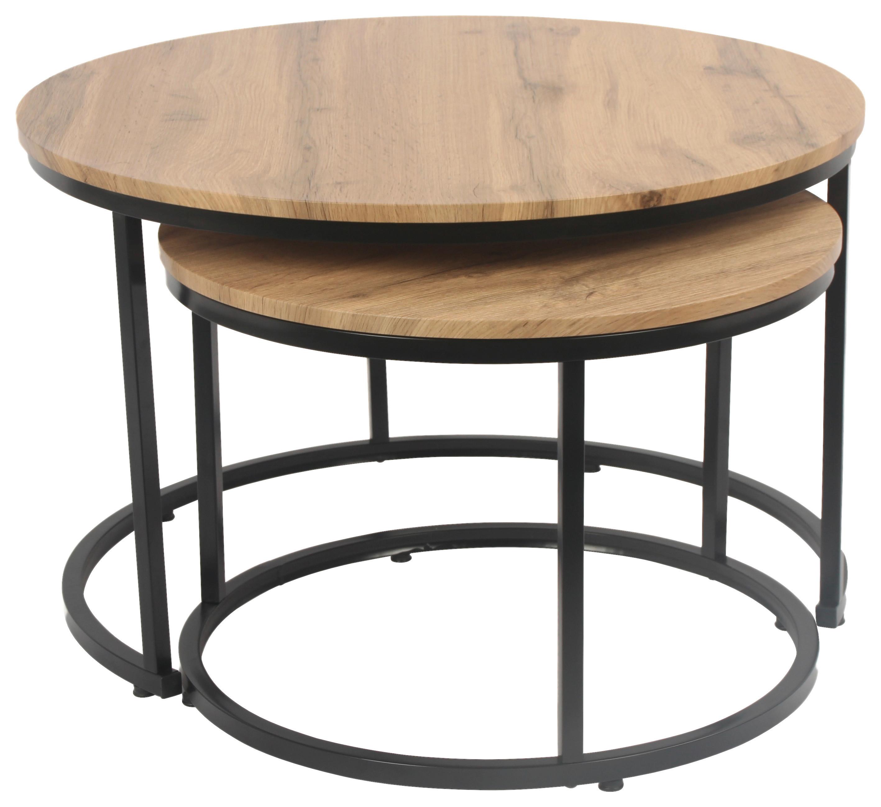 Set Stolića 2/1 Duo - prirodne boje/crna, Moderno, drvni materijal/metal (53-43/45-35cm) - Modern Living