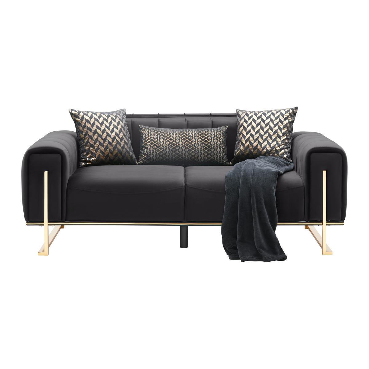 2-Sitzer-Sofa Aile in Schwarz/Goldfarben - Goldfarben/Schwarz, LIFESTYLE, Textil (190/80/90cm) - Based