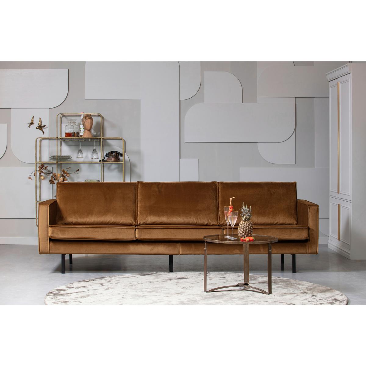3-Sitzer Sofa Rodeo Honig B: 277cm - Schwarz/Honig, Design, Textil/Metall (277/85/86cm) - Livetastic