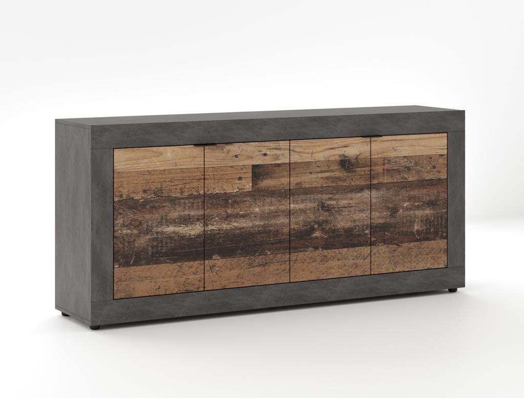 KOMODA SZEROKA LUNEA - czarny/kolor grafitowy, Design, materiał drewnopochodny/tworzywo sztuczne (180/86/42cm) - MID.YOU