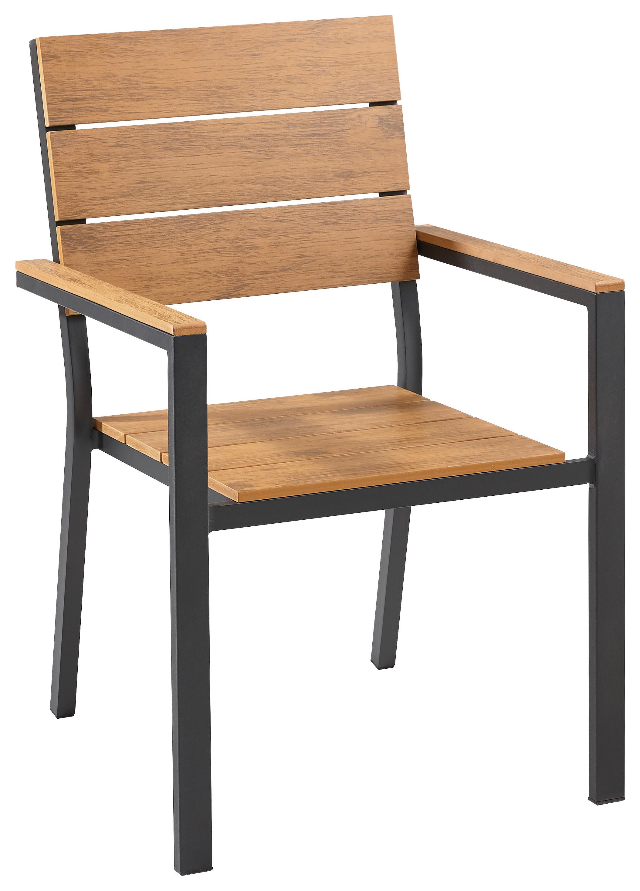 FOTEL OGRODOWY LEDRO - antracytowy/kolor naturalny, Konventionell, tworzywo sztuczne/metal (56/87/61cm) - Ambia Garden