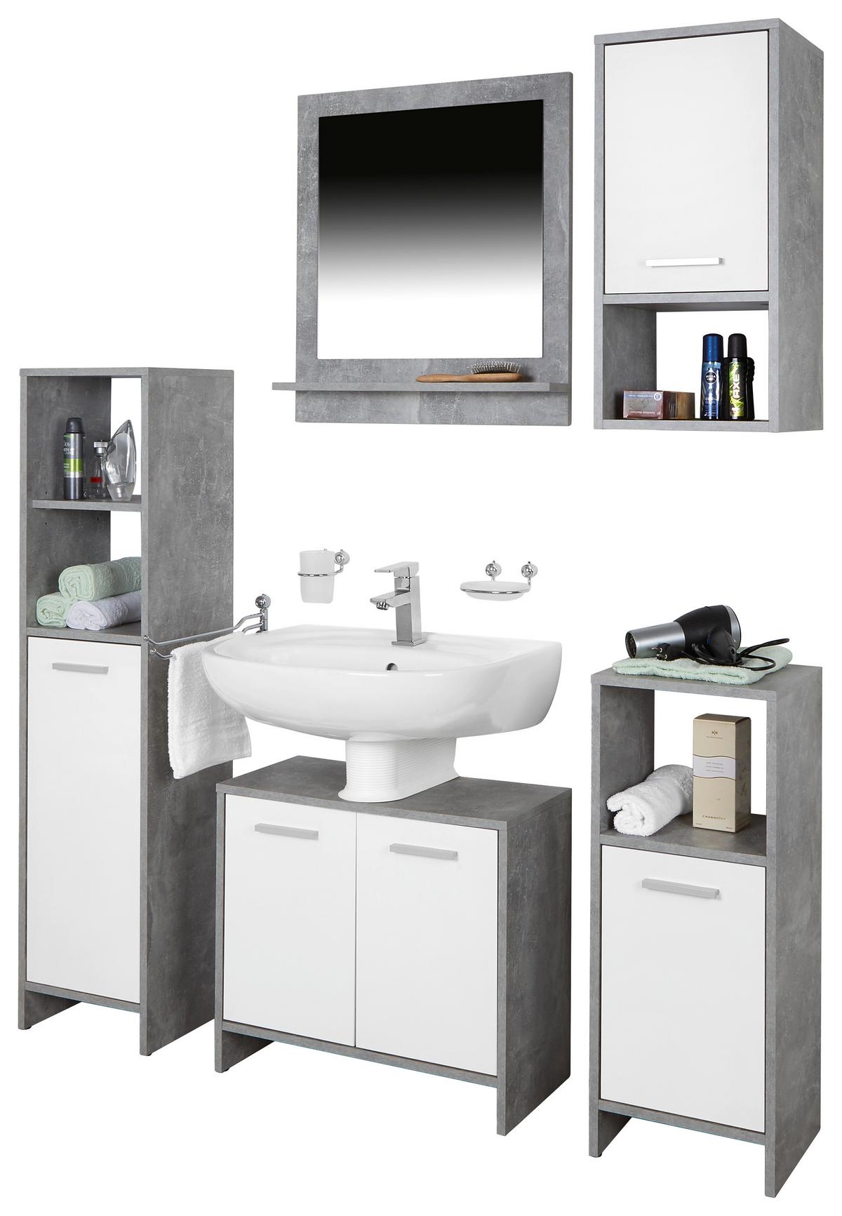 Kupaonica Attack - bijela/svijetlo siva, Moderno, drvni materijal (124,4/190/28cm)