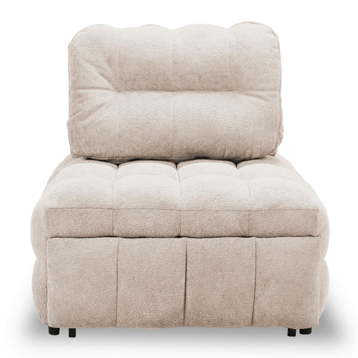 Schlafsessel Liara Webstoff Beige - Beige/Schwarz, MODERN, Holz/Textil (88/87/110cm) - Bessagi Home