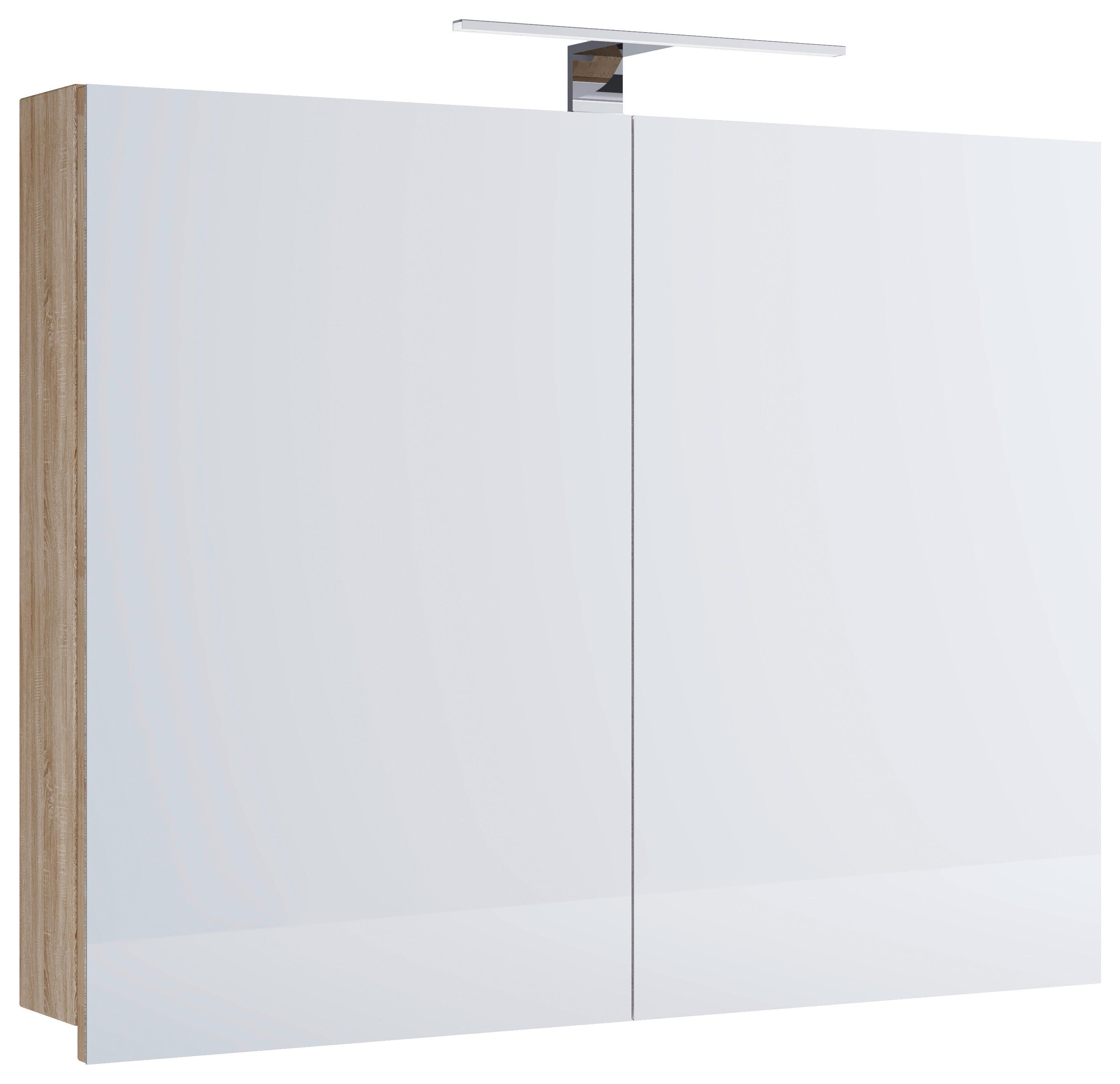 Spiegelschrank Badinos Sonoma Eiche mit LED - Sonoma Eiche, MODERN, Glas/Holzwerkstoff (60/59,2/12cm) - MID.YOU