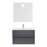 SZAFKA Z UMYWALKĄ MATTEO - kolor naturalny/czarny, Modern, materiał drewnopochodny/szkło (76/50/46,5cm) - Bessagi Home