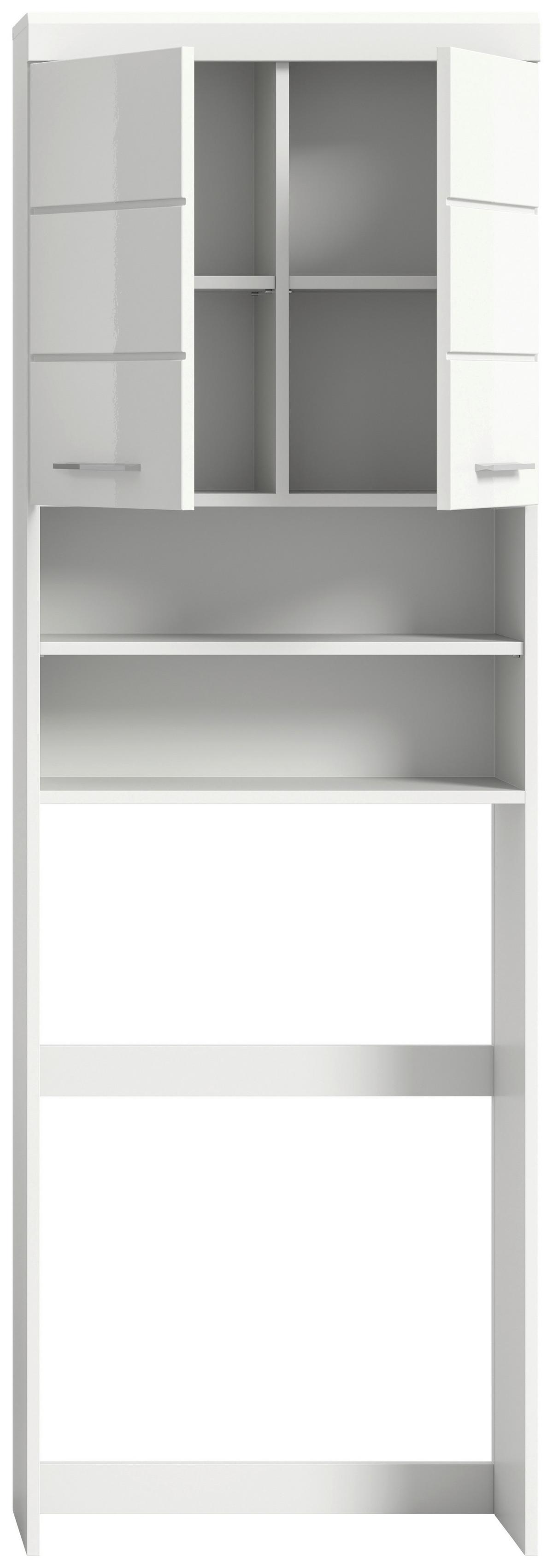 Waschmaschinenschrank SCOUT Weiß/Hochglanz ca.63x191x24cm - Weiß Hochglanz/Silberfarben, MODERN, Holzwerkstoff/Kunststoff (63/191/24cm) - MID.YOU