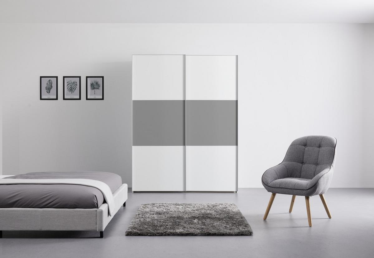 Ormar S Kliznim Vratima Includo - bijela/siva, Moderno, drvni materijal/metal (167/222/68cm) - Premium Living