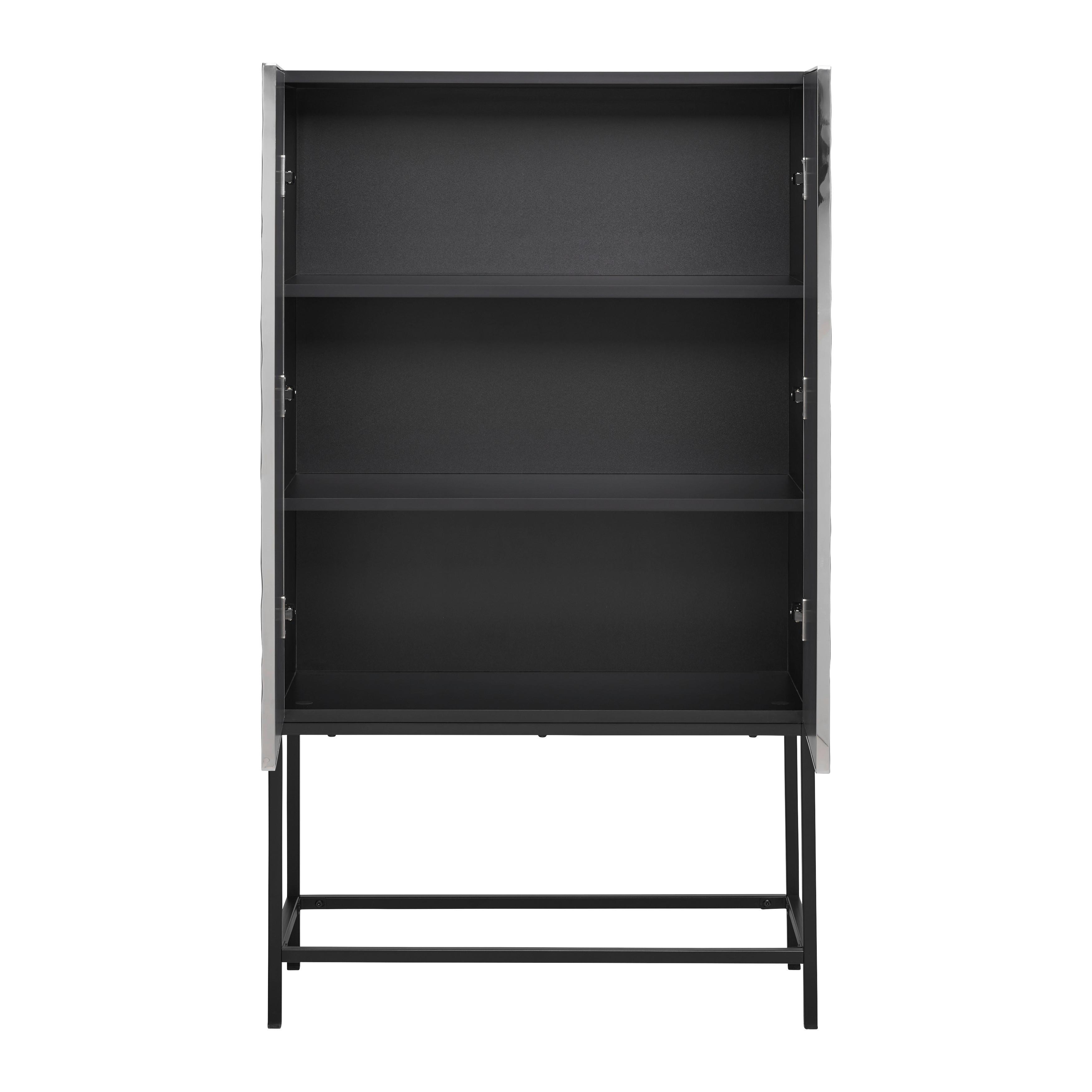 HÖG BYRÅ MARLENE - stålfärgad/svart, Design, metall/trämaterial (80/140/40cm) - Mömax